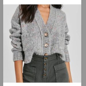 XS Something Navy Grey Crop Sweater